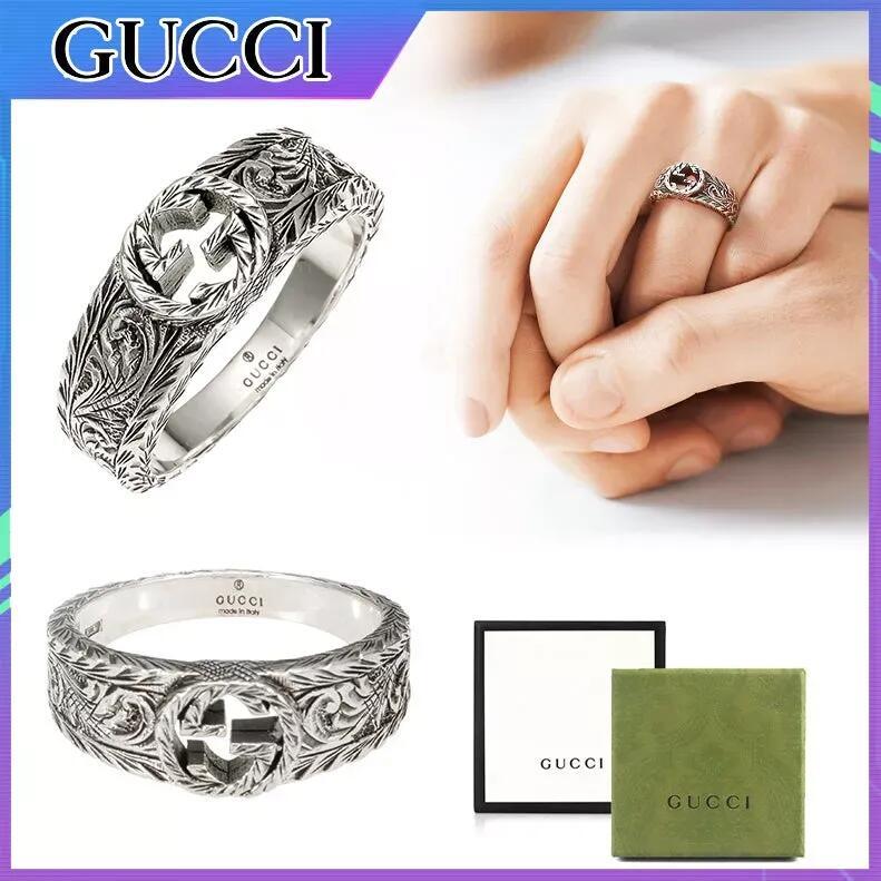 グッチ リング メンズ・レディース インターロッキングG 彫銀風 シルバーリング シルバー 指輪